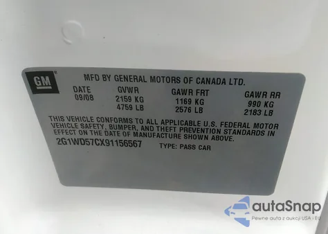 2009 Chevrolet Impala Ss из США, поврежденный, VIN 2G1WD57CX91156567